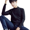 Cross-border men's woolen sweater, warm base knitted sweater, slim semi-high neck Korean-style inner layer, cool plush sweater top Item Picture